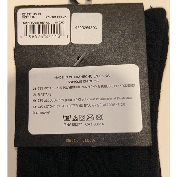 Vans Off The Wall Crew Socks 1 Pair Boys 1-6 Black w White Bat Wing & Logo Skate - Picture 5 of 11